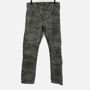 True Religion Geno Camo Cotton Jeans in Muted Greens - Size 32